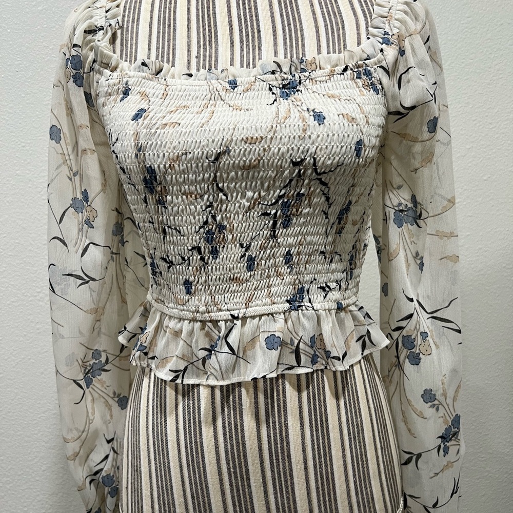 Floral Smocked Long Sleeve Blouse